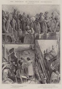 La preparación de las decoraciones de la coronación de Paul Frenzeny